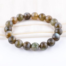 Natural Labradorite Stretch Bracelet Gemstone Stress Relieve - Unisex Stretchable - Natural Full Rounds 10 mm Beads Dainty Unisex Jewelry Protection Jewelry