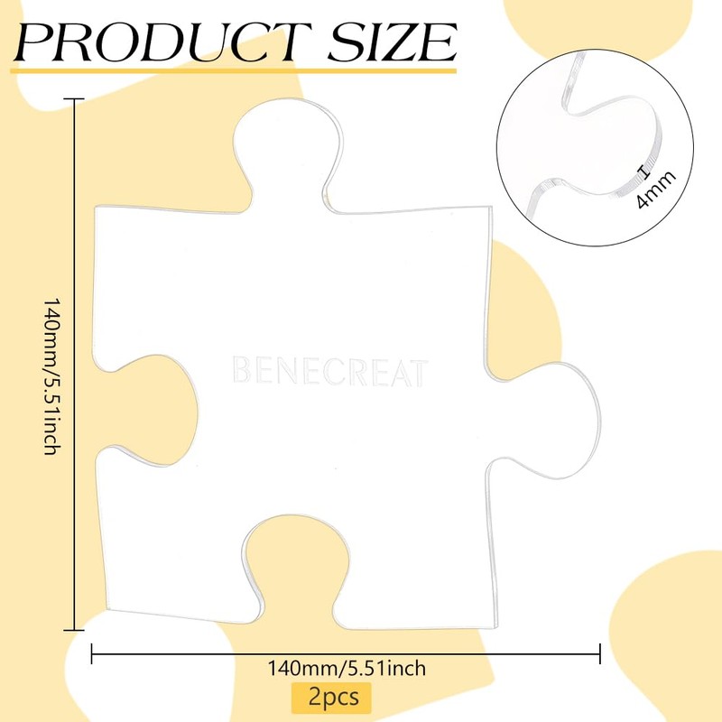 BENECREAT Acrylic Puzzle Router Template, 14x14cm Acrylic Handle Cutting Board