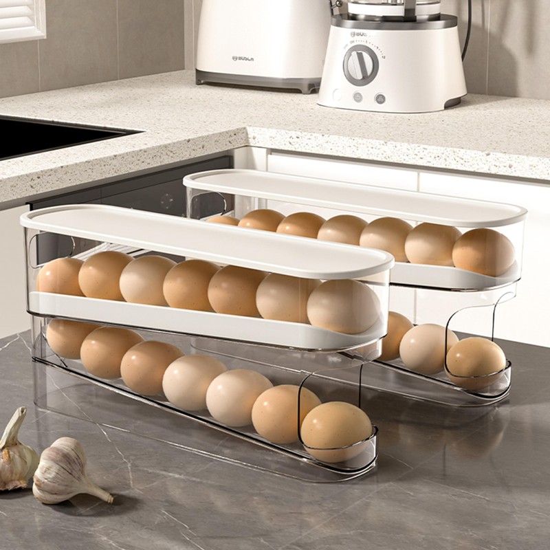 Haipky Space-Saving Rolling Egg Holder for Refrigerator, 12-Large Egg Capacity,