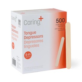 Caring Wood Tongue Depressors, Non-Sterile, 6 inch, 500 Count (Pack of 10)
