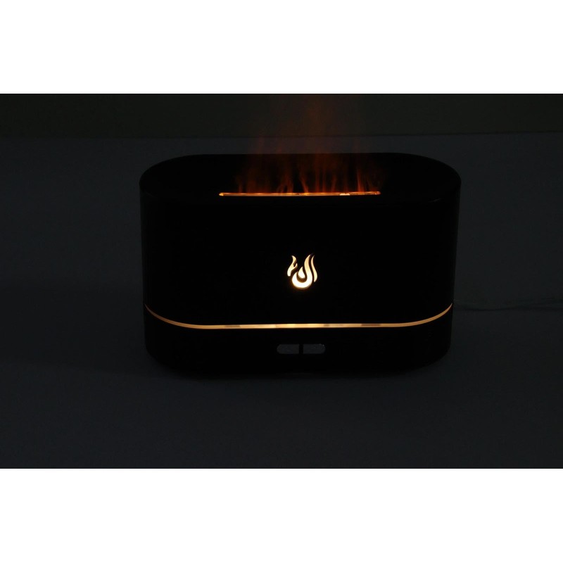 Flame Effect Essential Oil Diffuser, Black, LED Mood Light, 2-Button