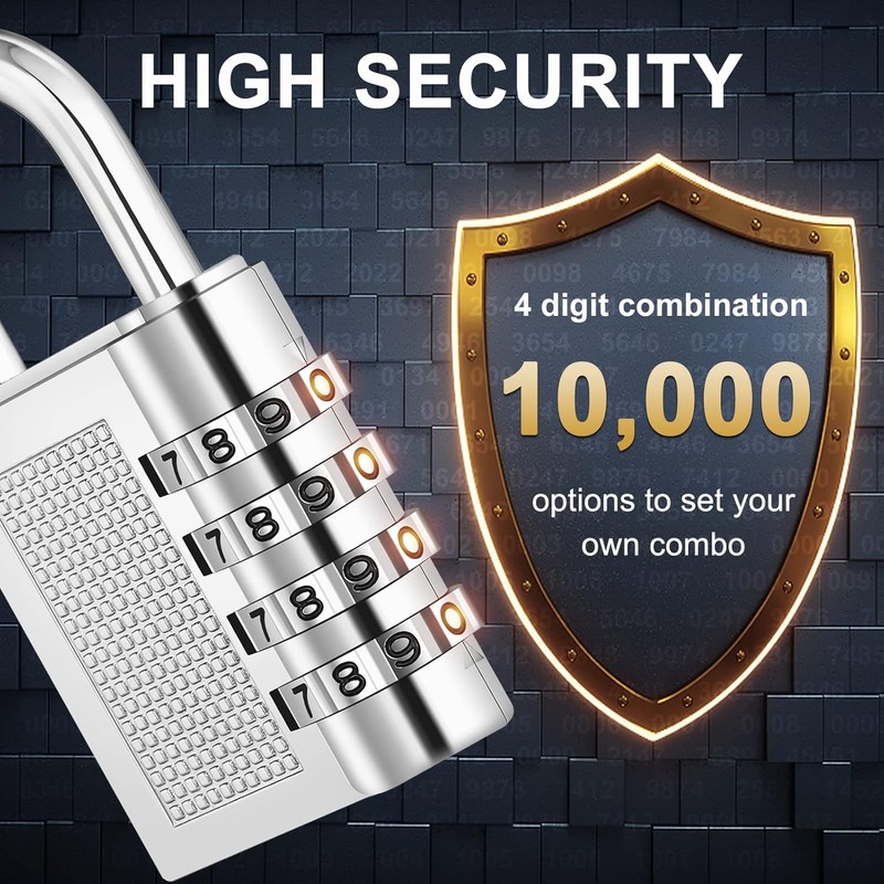 Combination Lock 4 Digit Padlock Zinc Alloy with Combination Code