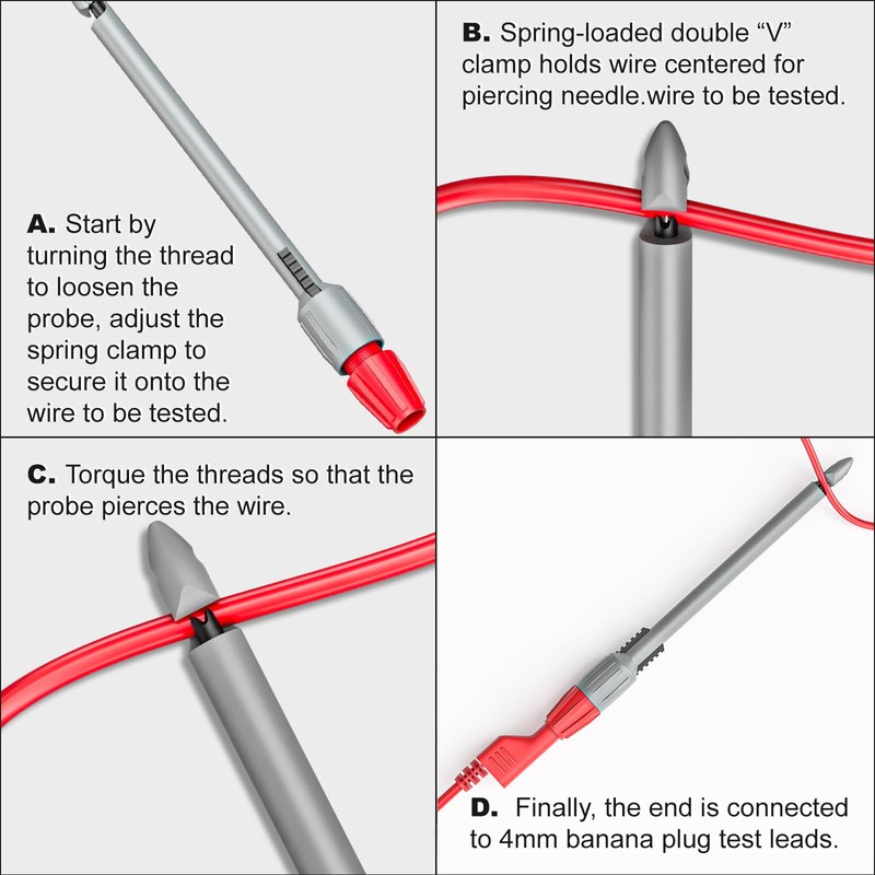 Cleqee 2 Pcs 4mm Wire Piercing Probe Piercing Pin Extra