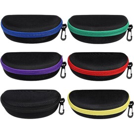 ZONLY 6 Pack Sunglasses Case Portable Travel Zipper Eyeglasses Case With Hook