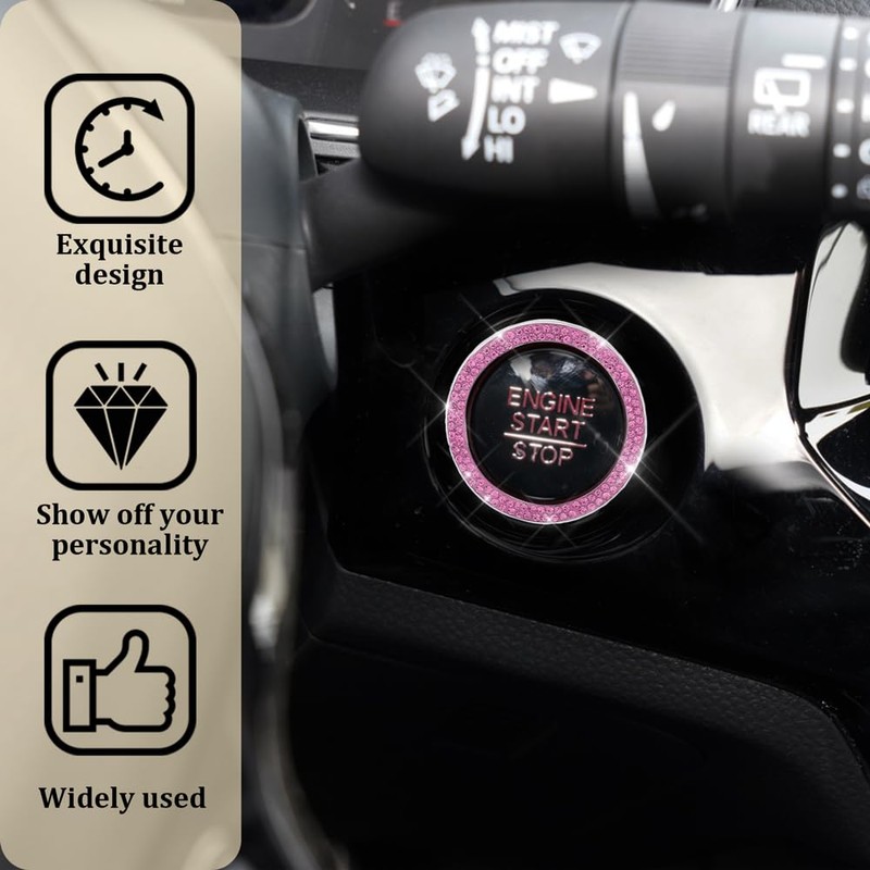 RGOAANC RGOAANC Crystal Rhinestone Car Engine Start Stop Decoration Ring,