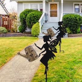 Solar Lights Outdoor Garden Decor Solar Fairy Decorative Stake Light with Watering Can Decorative Metal Outdoor Ornament for Yard Pathway Lawn Patio
