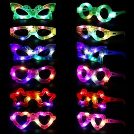 SKIKHN LED Glasses for Party, Pack of 12 LED Glasses, Party Bags, Luminous Party Glasses, Neon Party Glasses for Christmas, New Year's Eve, Carnival, Christmas, Birthday, Festival Glasses for Children