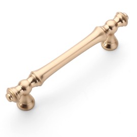 Amerdeco 10 Pack Brushed Brass Cabinet Pulls 3.75 Inch(96mm) Hole Center Cabinet Hardware Gold Kitchen Cabinet Handles for Bathroom Drawer Pulls Dresser Pulls ZH0014.…