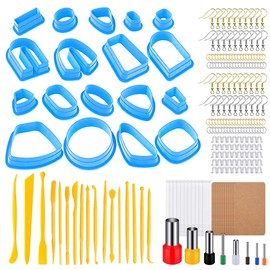 Yayatty 400 Pieces Polymer Clay Cutter Set, 18 Shape Clay Earring Cutters with Earrings Accessories, Plastic Clay Earring Cutter for Polymer Clay Jewellery Making, Blue
