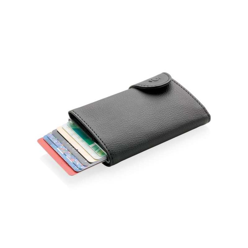 C-secure Card Holder in Black Faux Leather RFID NFC Blocker