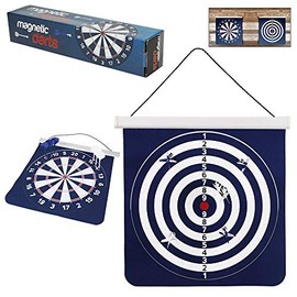Martinex Magnetic Darts Game - Hanging Dart Board with Two-Sides for Traditional and Competition Play - includes 6 Darts - Rolls Up for Easy Storage and Travel
