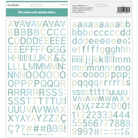 Craftelier - Round Alphabet Stickers in Upper and Lower case Letters, Numbers and Special Characters - Colour Mint Rainbow | Includes 190 Pieces - Circle Size Approximately 1.1 cm.