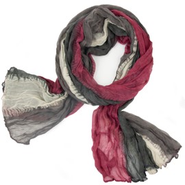 Gloop Women's Scarf Light Long Scarf with Colour Gradient Various Colours, Dark red, beige, dark grey