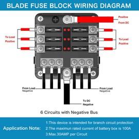 6 Way Blade Fuse Box, Upgraded Blade Fuse Block 12 Volt Waterproof Fuse Box Holder with LED Indicator for Car Boat Marine RV