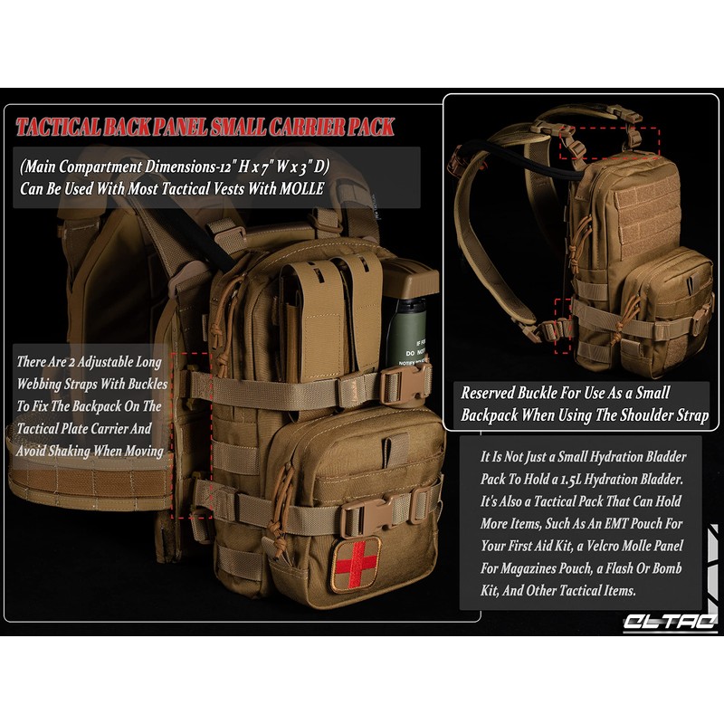 Tactical Small MOLLE Hydration Pack Outdoor Water Bladder Carrier Pack