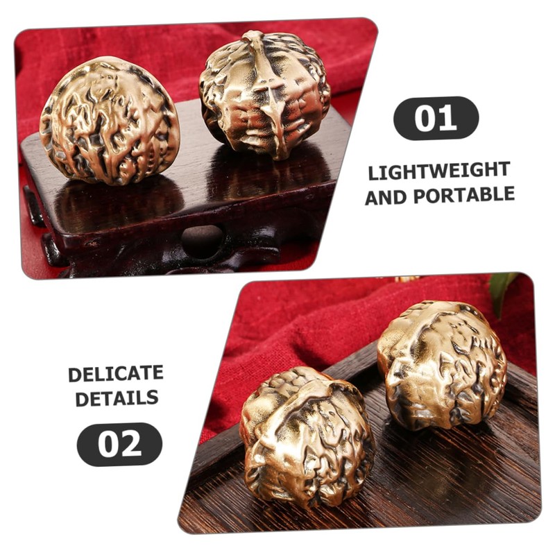 NOLITOY Chinese Decorative Hand Exercise Balls Brass Walnut Handballs Small