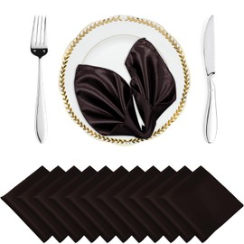 MDS Paquete de 50 boda 50,8 x 50,8 cm cuadrado (satén, Servilleta o Pañuelo de mesa para Cena Banquete de Boda decoración, color blanco, Coffee, 1