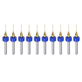 uxcell 10pcs PCB Drill Bits 1/8" Shank 0.5mm Titanium Coated Carbide Micro Twist Mini Drill Bits Set Rotary Drilling Tool for Print Circuit Board Jewelry CNC Engraving