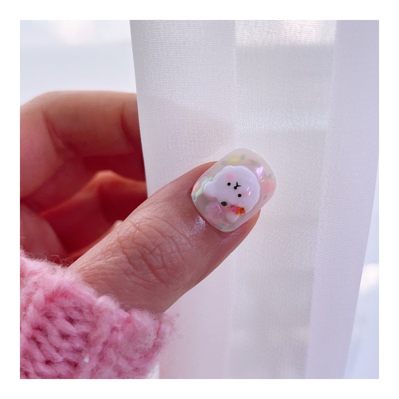 Flower-playing dogHandmade nail tips - Paddy / 꽃놀이댕댕이수제네일팁 - 패디