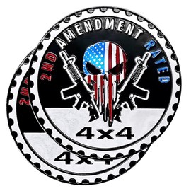 2 PCS Freedom Badge Rated Car Emblem, 4 x 4 Metal Automotive Badge, 3D Round Metal Car Badges Emblems, Car Badge Decals Stickers Compatible with Jeep Wrangler Vehicles Trucks SUV RV