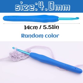 4 mm Crochet Hook, Aluminum Soft Grip Rubber Handle Needles Ergonomic Knitting Needles Crochet Needle for Beginners and Handmade DIY Knitting Crochet (4 mm)