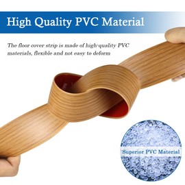 Floor Transition Strip Self Adhesive Floor Cover Strips Laminate 2" Wide Vinyl Flat Divider Transitions Elegant Wood Grain Design (5cm, 3.3Ft, Light Brown)