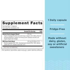 Ancient Nutrition Probiotics for Mental Clarity, Once Daily Probiotics 30Ct, Helps Promote Mental Clarity and Concentration, Supports Healthy Energy and More Restful Sleep, 25 Billion CFUs*