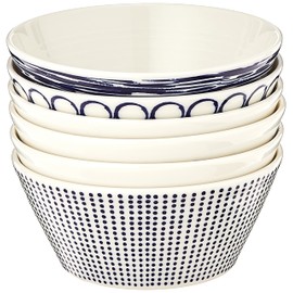 Royal Doulton Pacific Tapas Bowls, 4.3-Inch, Blue, Set of 6,Blue / White