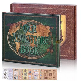 Adventure Book Scrapbook Travel Diary Photo Book with Embossed Letter Cover - Large DIY Handmade Memory Photo Album for Anniversary, Wedding, Baby Shower, Graduation(Darkolivegreen)