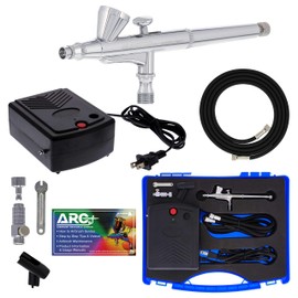 Master Airbrush Airbrushing System Kit with a G34 Multi-Purpose Gravity Feed Dual-Action Airbrush with 1/16oz. Cup and 0.3mm Tip, Mini Air Compressor, Hose, Storage Case, How-To-Airbrush ARC Link Card