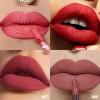 Set De 4 Labiales Mate Labial Resistencia Agua Color Rojo