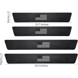 Xtreme Trux American Flag Carbon Fiber Door Sill Edge Guard Covers Set