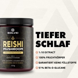 Solve Labs® Reishi Extract Powder, 51% Beta-D Glucans, 10:1 Extract, No Fillers and Additives, 100 g, 3 Months Supply