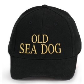 4sold Men Women 100% Cotton Ancient Mariner, Captain Cabin Boy Crew First Mate Yachting Baseball Cap inscription Lettering Black Gold (OLD SEA DOG)