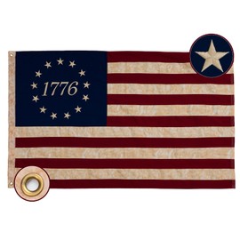 Cotton Vintage 1776 Flag 3x5 ft for Outside, Tea Stained 1776 American Betsy Ross Flag 250 Anniversary Aged Looking for 4th of July Cloth Old USA US 76 Flag with 2 Brass Grommets