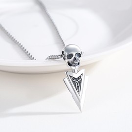 ZIPPICE Men's 925 Sterling Silver Arrowhead Necklace Arrow Pendant Necklace Gifts for Men Women Brother, Sterling Silver