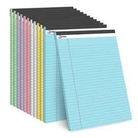 Dynta Notepads 8.5 x 11 Writing Legal Pads, 12 Packs Wide Ruled Letter Pad Writing Paper, 45 Sheets/90 Pages (70GSM) Micro Perforated Letter Pads for Meeting, Writing and Note-taking, Assorted Colors