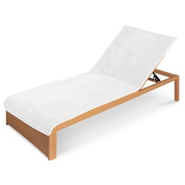 Jemidi Terry Cloth Protective Cover for Sun Loungers and Garden Recliners - 75 x 200 cm, White