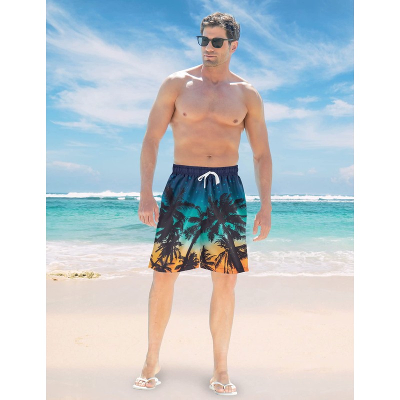 TUONROAD Compression Board Shorts for Mens Palm Tree 3XL Swimming