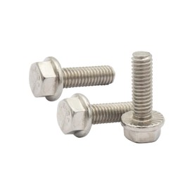 LBY - 10 tornillos hexagonales de brida de 5/16-18 x 1 pulgadas, tornillos hexagonales de brida de cabeza hexagonal, totalmente roscados, acero inoxidable 304 (plata)