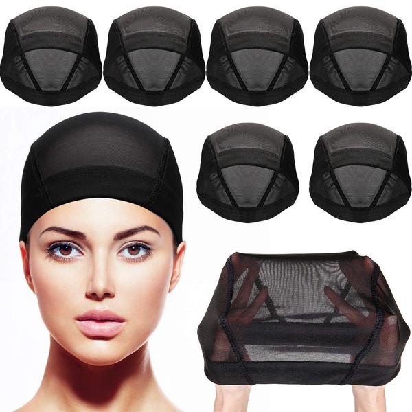Tatuo 5 Pack Dome Caps Stretchable Wigs Cap Spandex Dome Wig Caps for Men Women (Clear Black)