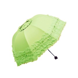 WANLIAN Folding umbrella Travel Umbrella Folding UV Resistance Princess Lace Parasol Umbrella Sun Umbrella For Women Girls sunshades with lace decoration (green)