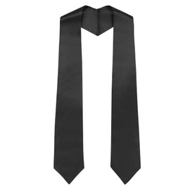GHGMAO Unisex Adult Plain Graduation Stole Sash, Sublimation Blank Satin Stole for Men Women, Honor Stoles Black Grad Sash for Class of 2025, Academic Commencements, 60" Long