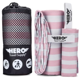 Hero Microfiber Towel for Travel, Camping, Beach, Gym – 24” X 48” (Includes Bonus Washcloth)