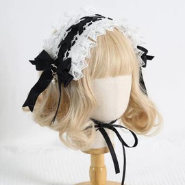 [kuroobaa] Lolita Cat Ears Headdress Headband Hair Ornament, Hair Accessories, Cosplay Costume (Black Cat Ears, Black x Pink))