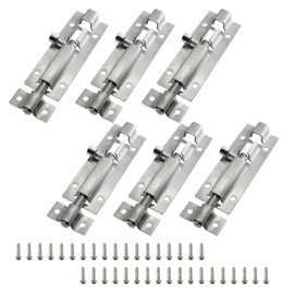 LDEXIN 6Pcs Door Security Slide Latch Lock, 3 inch/75mm Barrel Bolt with Solid Heavy Duty Steel to Keep You Safe and Private, Brushed Nickle Finish Door Latch Sliding Lock with Screws