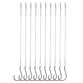 Beoccudo Circle Hooks Rigs Saltwater Steel Leader Wire, 25pcs Heavy Duty Circle Hook with Leader Wire Bass Catfish Fishing Lure Rig