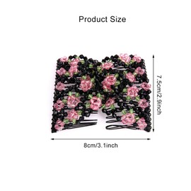 3PCS Beads Hair Combs Magic Hair Side Combs Stretch Double Clips Elastic Beaded Hair Clips Bun Maker Hair Accessories for Women