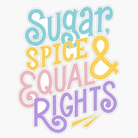 Sugar Spice Equal Rights - Pastel Lettering Girl Feminist Quote Bumper Sticker Vinyl Decal 5 inches