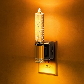 L LOHAS LED Night Light, Amber Candle Night Lights Plug into Wall, 0-100 LM Dimmable Nightlight, Plug in Bubble Night Light with Dusk to Dawn Sensor, for Bathroom Hallway